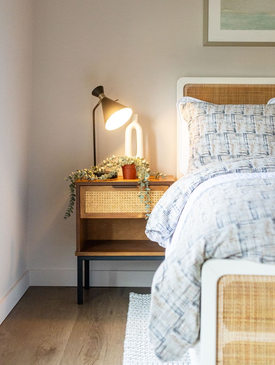 Bedside table and bed detail