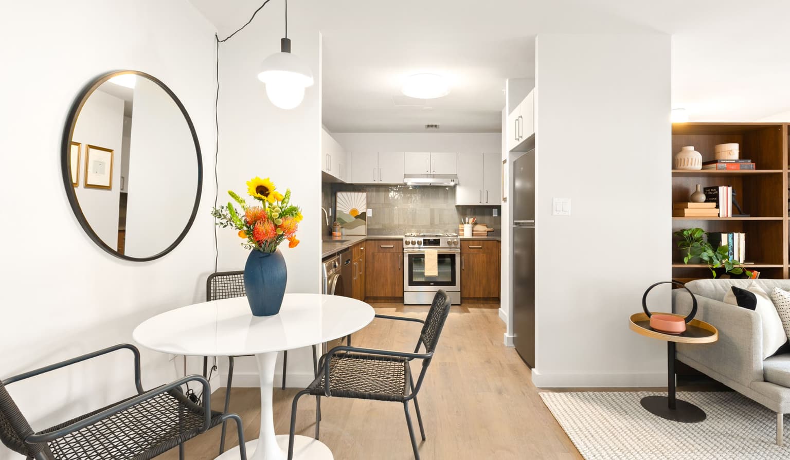 view of kitchen and dining area