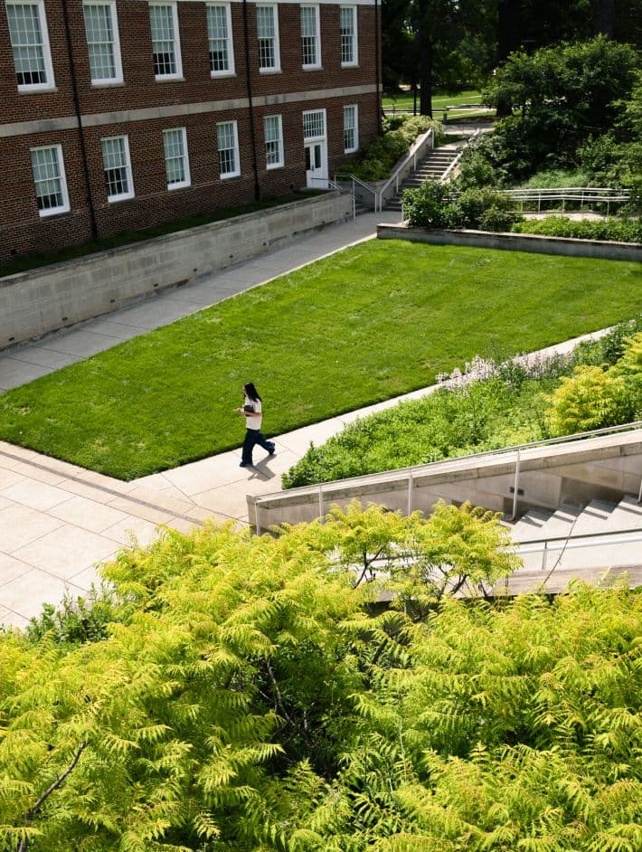 Person walking on campus